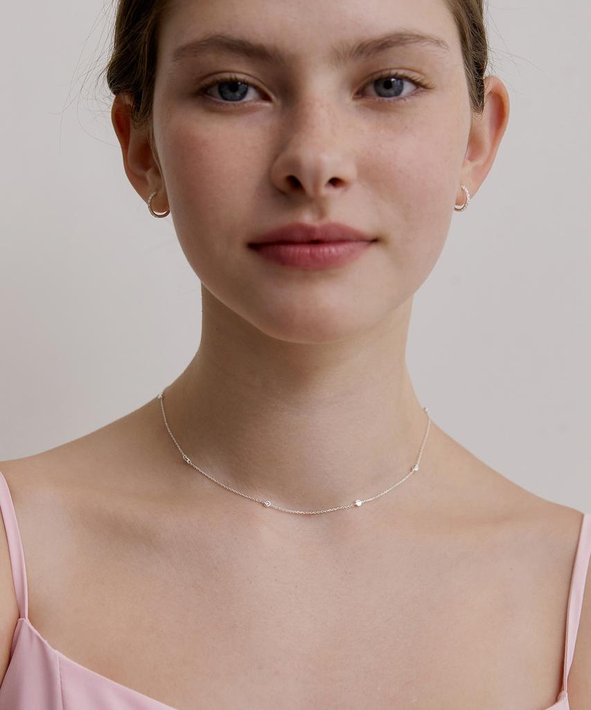 Tatiana (Silver 925) Bezel Dot Chain Necklace Nz2418