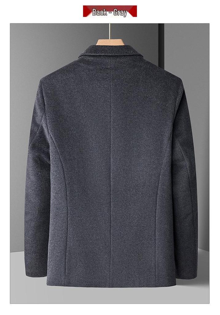 2025 Men's Business Casual Wool Coat for Middle-aged Men - Zipper Woolen Jacket for Autumn/Winter