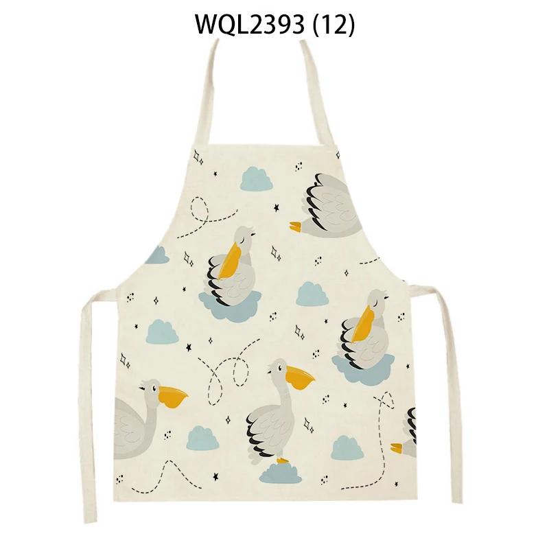 Home Kitchen Cooking Aprons Lovely Animal Bears Printed Sleeveless Linen Colorful Aprons for Men Women Baking Accessories