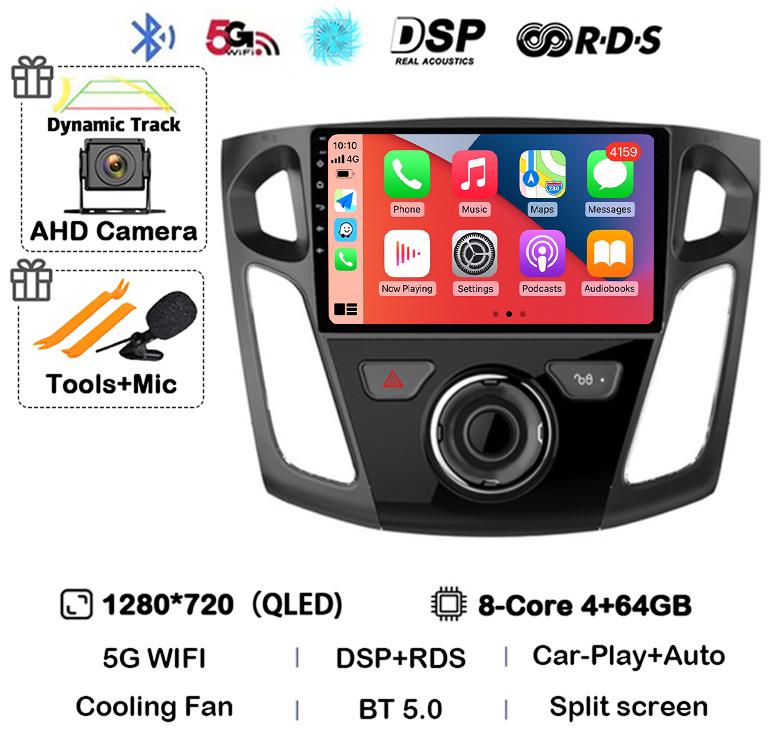 Android 14 Carplay Auto 2 Din DVD Car Radio For Ford Focus 3 Mk 3 Salon 2012-2017 Multimedia Video Player Navigation GPS Stereo