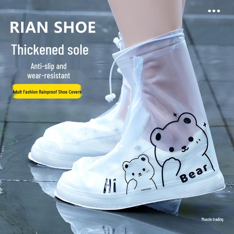 Adult Waterproof Non-Slip High-Top Rain Shoe Covers for Men & Women - Thickened, Wear-Resistant, Fashionable Rain Boots