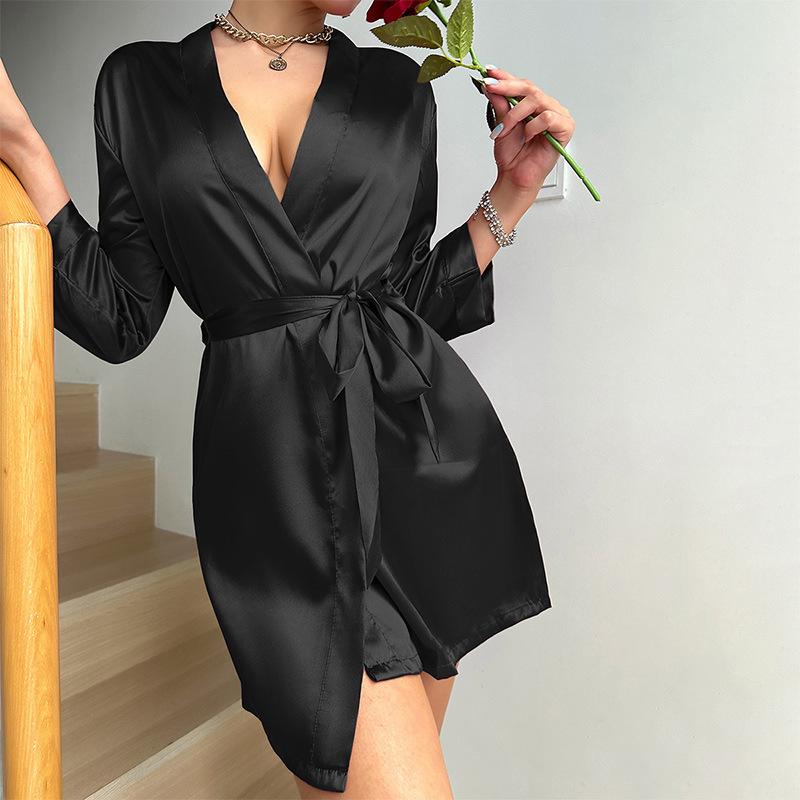 Szlafrok Kimono Szlafrok Kąpielowy Szlafroki Luksusowy Miękki Satynowy Szlafrok dla Druhny dla Kobiet Wygodny Szlafrok do Spa z Paskiem Damska Bielizna Nocna