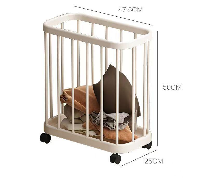 Large Capacity Laundry Basket Movable Breathable Dirty Clothes Storage Basket With Wheels Multifunctional Plastic Trolley