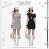 UNIFREE Korean Style Embroidered Waist A-Line Dress