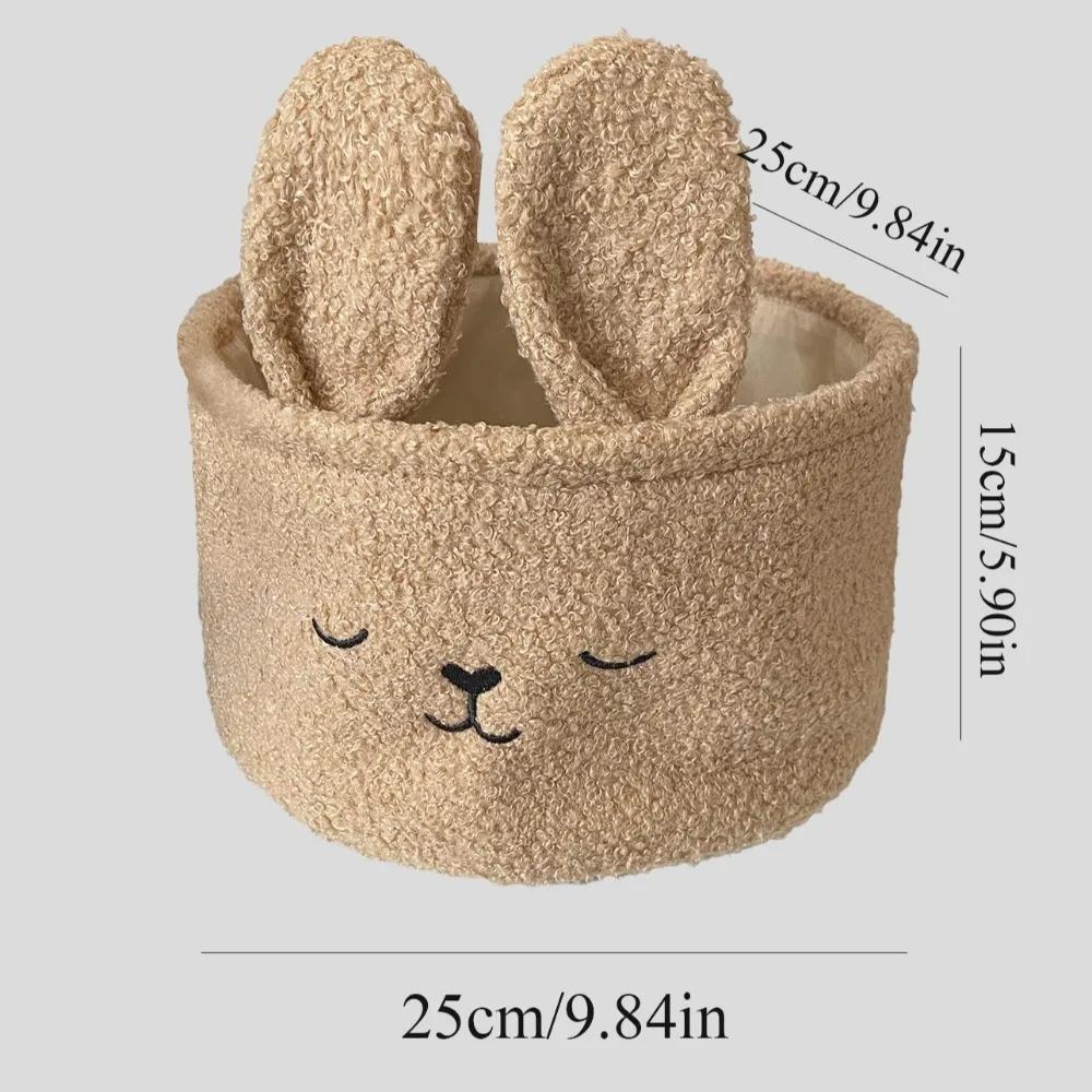 Soft Plush Sundries Storage Baskets Multi-Purpose Rabbit Ears Organizer Bag Cute Embroidery Toys Storage