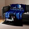 A Ghostly Figure Above a Mansion with Glowing Spirits and Two Humans. for All Seasons Blanket Lunch Break Throw Gift