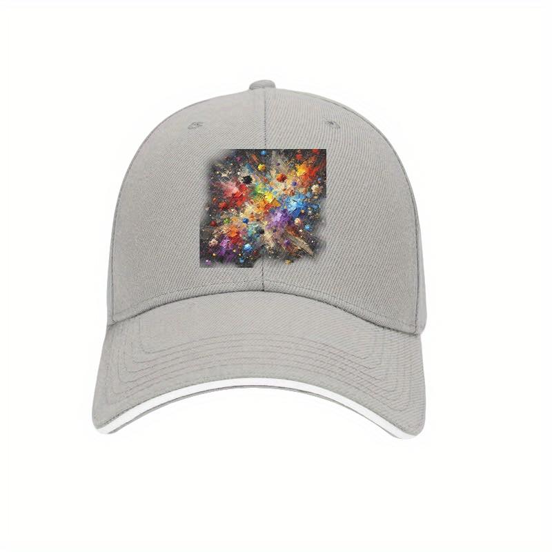Vibrant Abstract Color Splash Baseball Cap Adjustable Cotton Casual Dad Hat for Men Women Outdoor