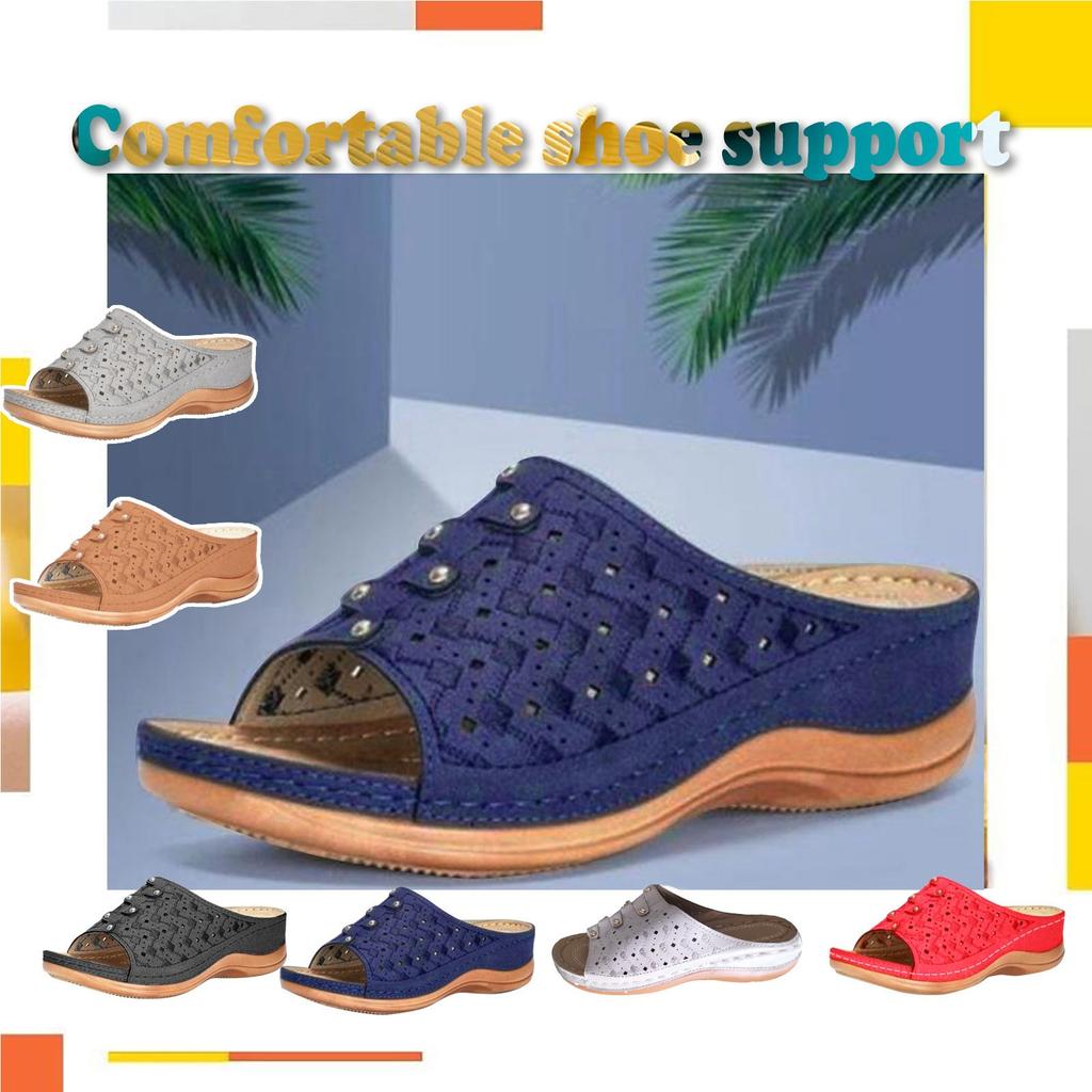 Womens Shoes Wedges Sandalias Hollow Out Solid Peep-toe Slippers