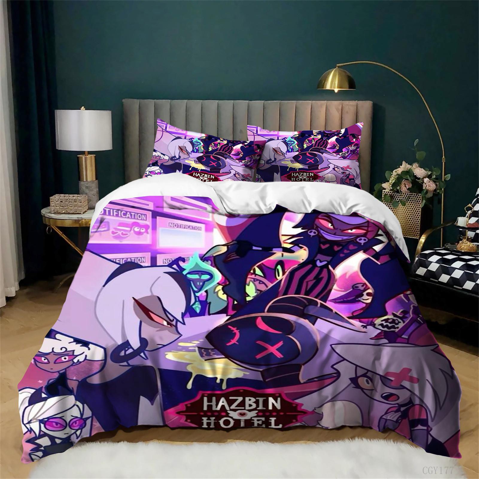 Gyerekeknek Hazbin Hotel Animációs Paplanhuzat Szett Ultrapuha Ágynemű Szett Könnyű Paplanhuzat Minden Évszakra 3 Részes GyerekeknekFelnőtteknek US Full(200x230cm)&set