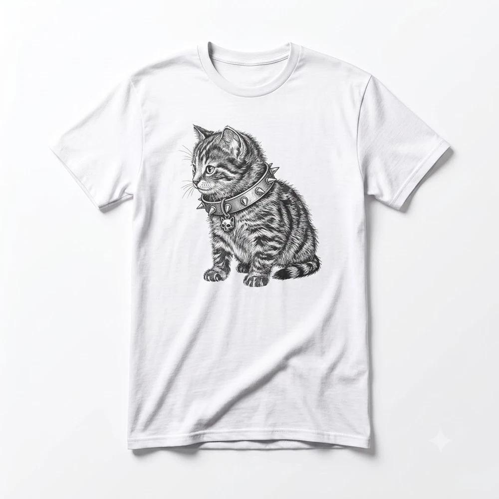 Punk Baby Kitten Punk Rock Emo Punk White TShirt S