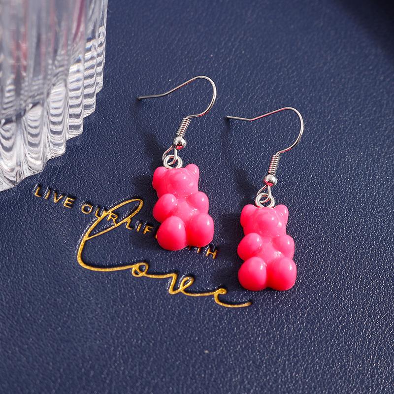 Cute Candy Color Gummy Bear Drop Earrings for Women Girls Handmade Kid's Party Jewelry Gift