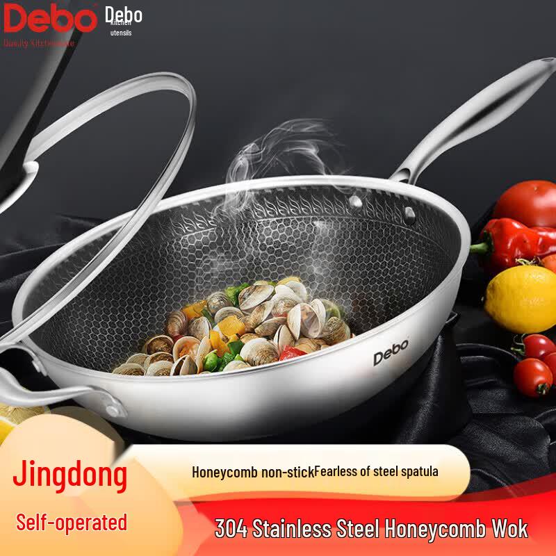 Deboer 304 Stainless Steel Honeycomb Non-stick Wok