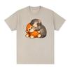 Punch Monkey AND Orangutan Plush toyT-Shirt New Style Kawaii Graphic Printing Tee-shirt Round Neck High Quality 100%Cotton Tops Mens and Women Clothes