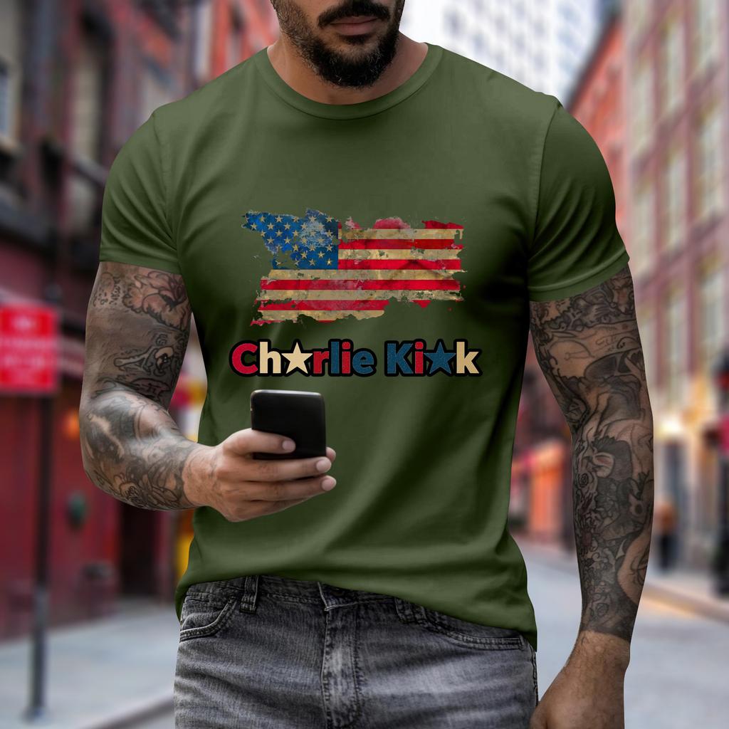 Men's Printed Short Sleeve T-Shirt Men's Loose Casual Short Sleeve Top