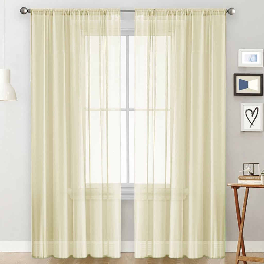 Solid Color Double String Terylene Curtain Sheer Semi-Blackout Thin Window Sheer