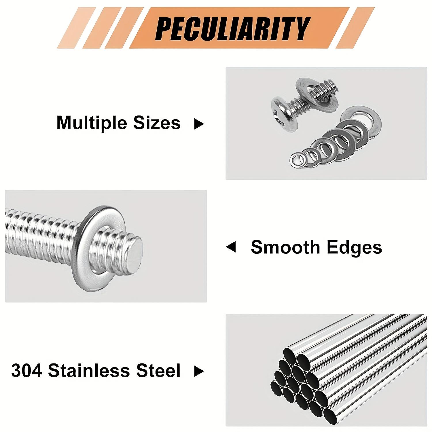 

1250pcs 304 Stainless Steel Flat Washers Assortment Kit (M2 M2.5 M3m4 M5 M6 M8 M10 M12) Suitable for Home Decoration 1250Pcs