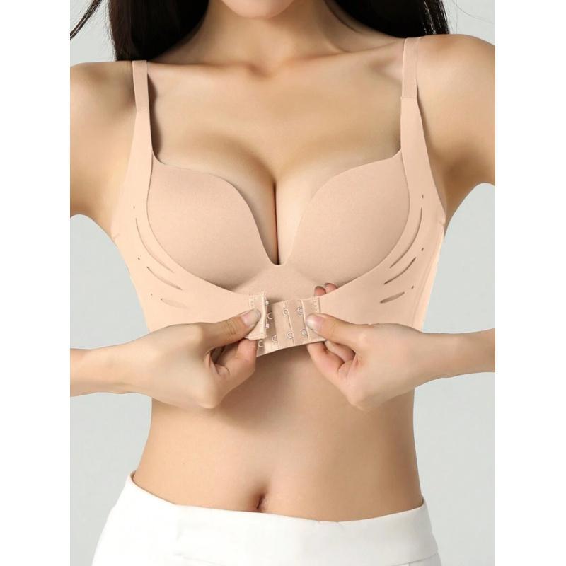 Women's High-Support Front-Closure Padded Wireless Bra