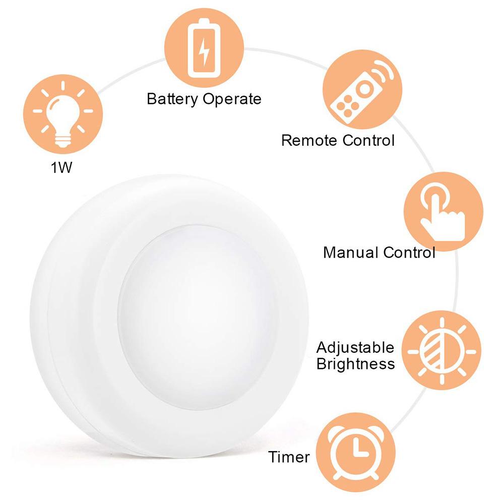 LED 1-6pcs Under Cabinet Light 3 Colors Dimmable Night Light with Remote Control Battery Powered Bedroom Lamp Wardrobe Lights