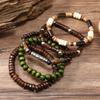5Pcs Wood Beaded Bracelet For Men Retro Wooden Elastic Bead Bangle Women  Party Jewelry Accessories