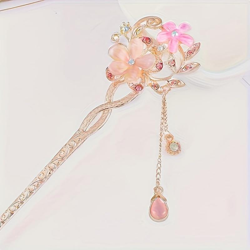 New Chinese Style Ethnic Three-dimensional Flower Tassel Women's Hairpin Elegant Party Cheongsam Hanfu Step Rocking Hairpin