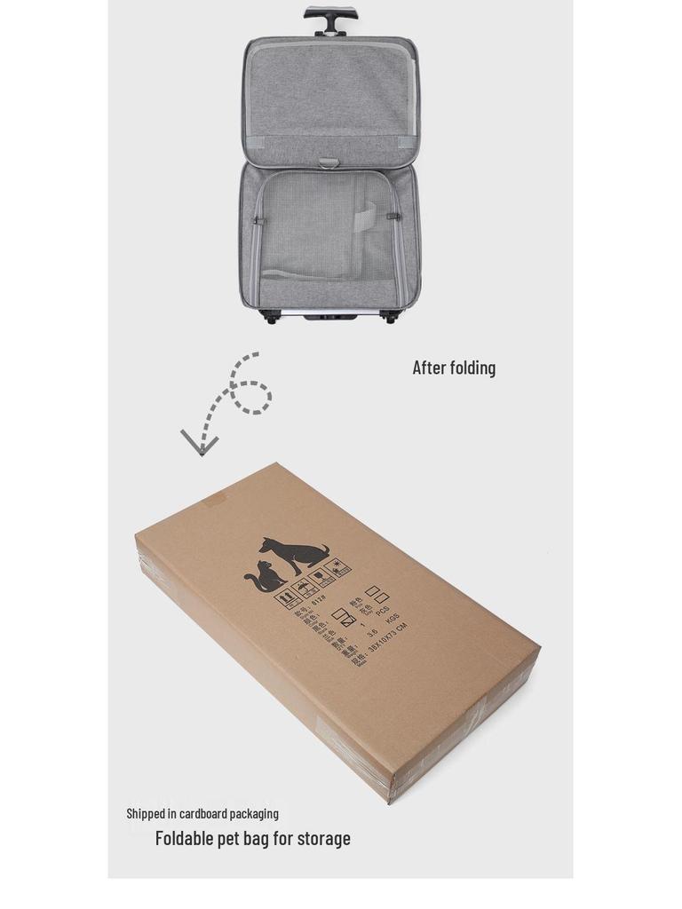 Foldable Pet Trolley: Breathable Cat & Dog Carrier