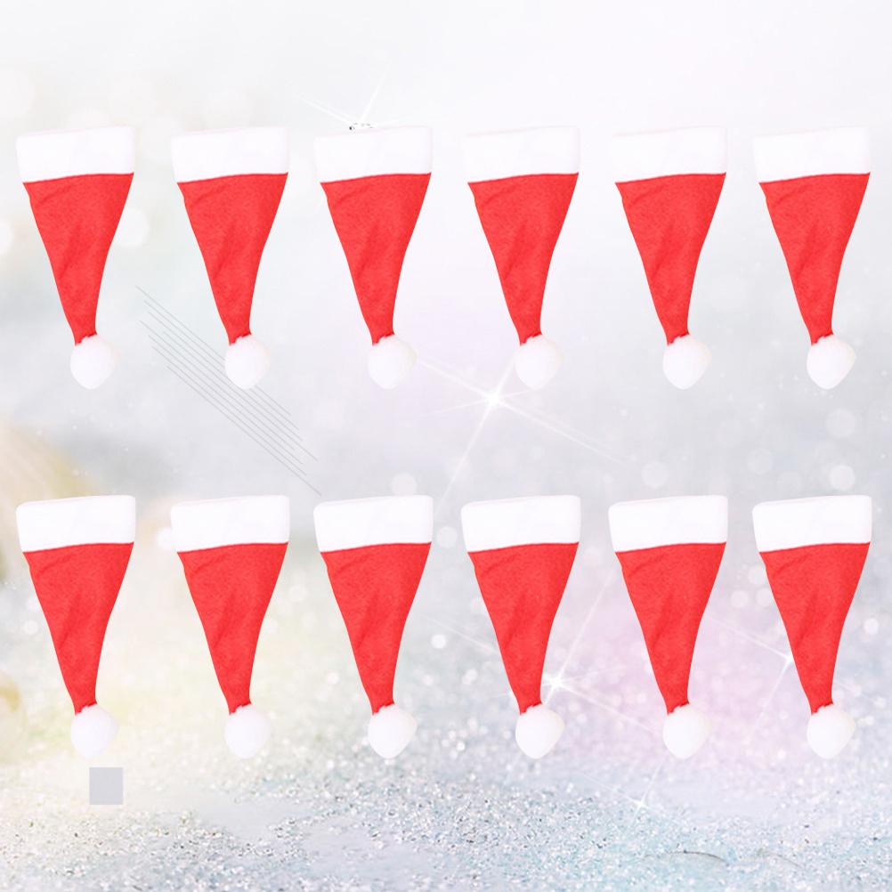 20Pcs Mini Santa Hat Christmas Tableware Covers Material Bright Decoration Gift Favor Tableware Cover