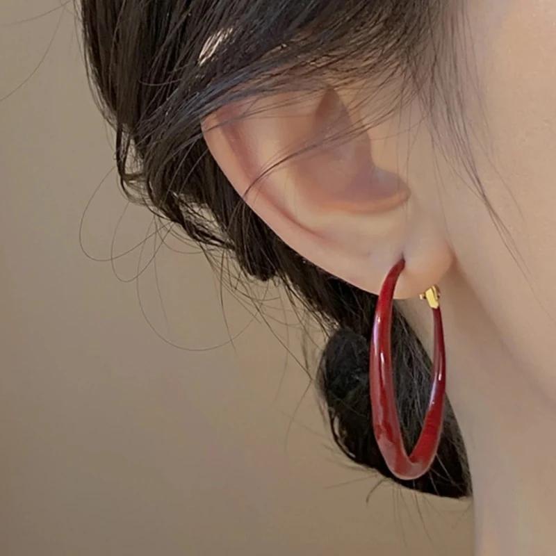 1pair Sweet Candy Color C-Ring Earrings For Women Fashion Simple Hoop Earring Temperament Jewelry Holiday Party Accessories