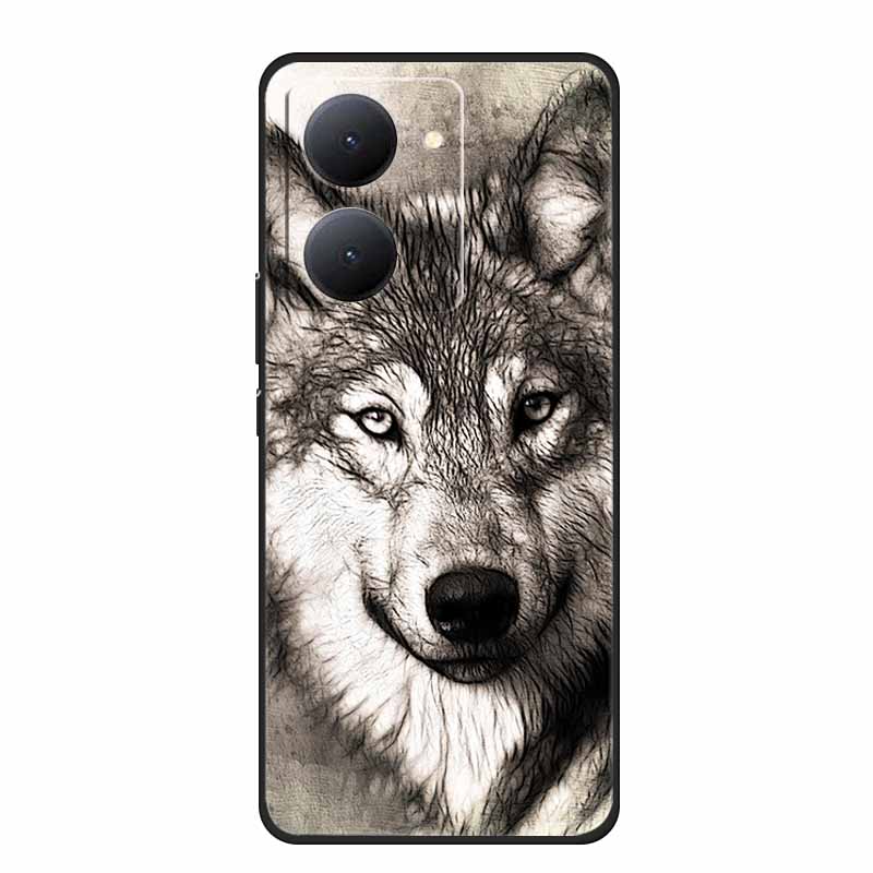 For VIVO Y36 Y78m Y27 5G Case Animals Soft Silicone Back Cover Phone Cases for VIVO Y27 5G VIVOY36 5G 6.64" Cool Wolf Cat Fundas