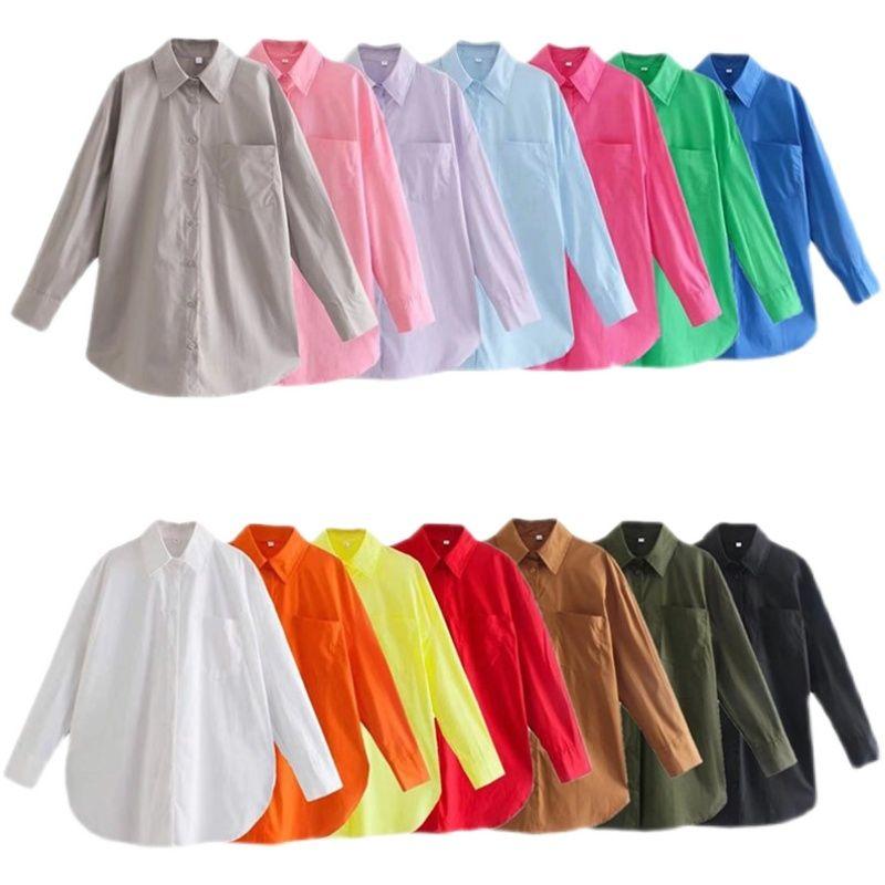 Fashion Women's Wear Niche Style Loose Pockets Multicolor Shirt