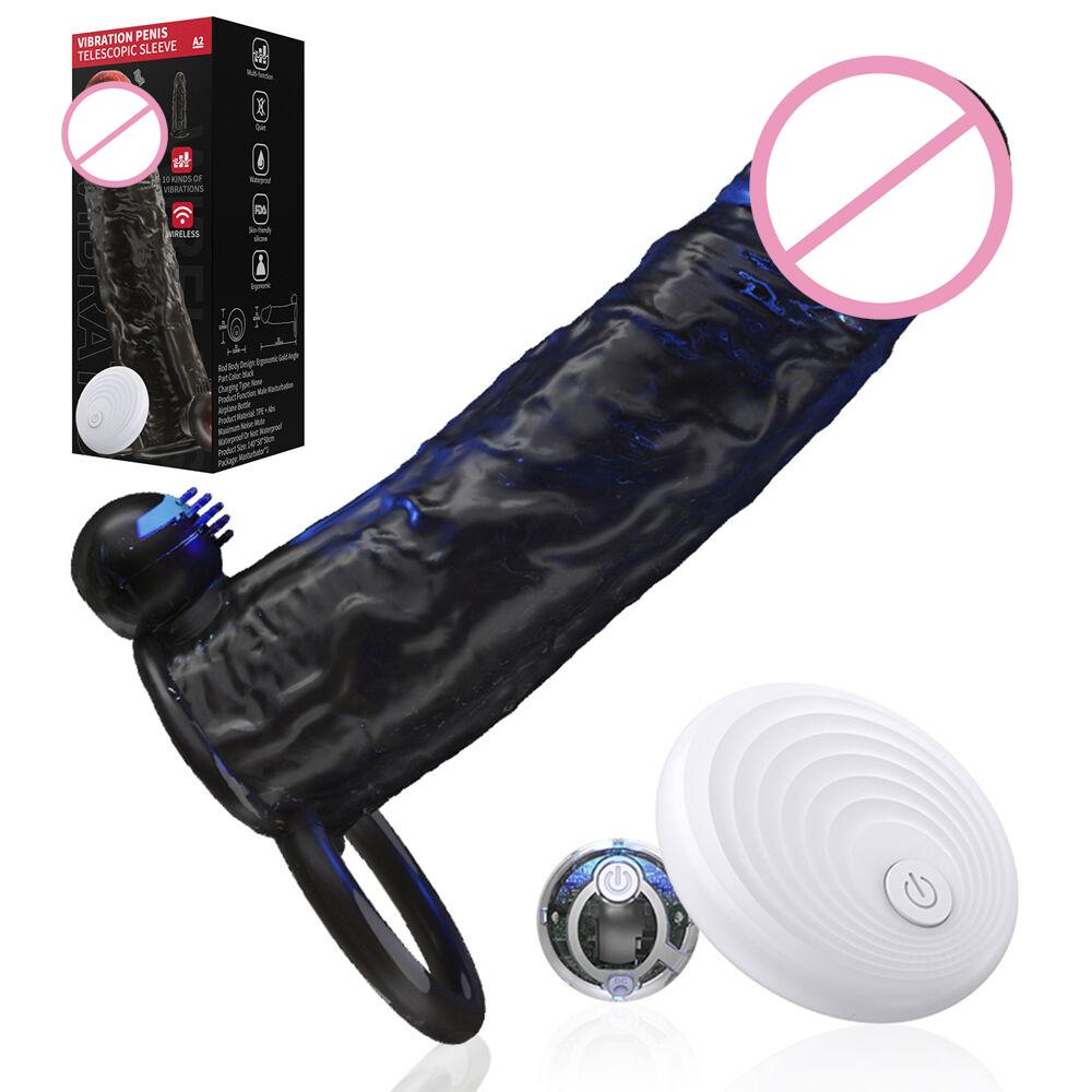 Vibrating Condoms Enlargement For Men Reusable Condoms Dildo Vibrator Penis Ring Sleeve Adult Sex Shop Sex Toy for Couples