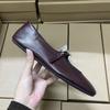 Retro Style Round Toe Women Mary Jane Shoes Metal Buckle Strap Comfortable Soft Bottom Burgundy Leather Daily Female Flats