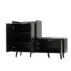 Modern Shoe Bench with Black Walnut Wood, Shoe Cabinet, Equipped with Four Storage Doors, Asymmetric Metal Handles, W120/D34/H82