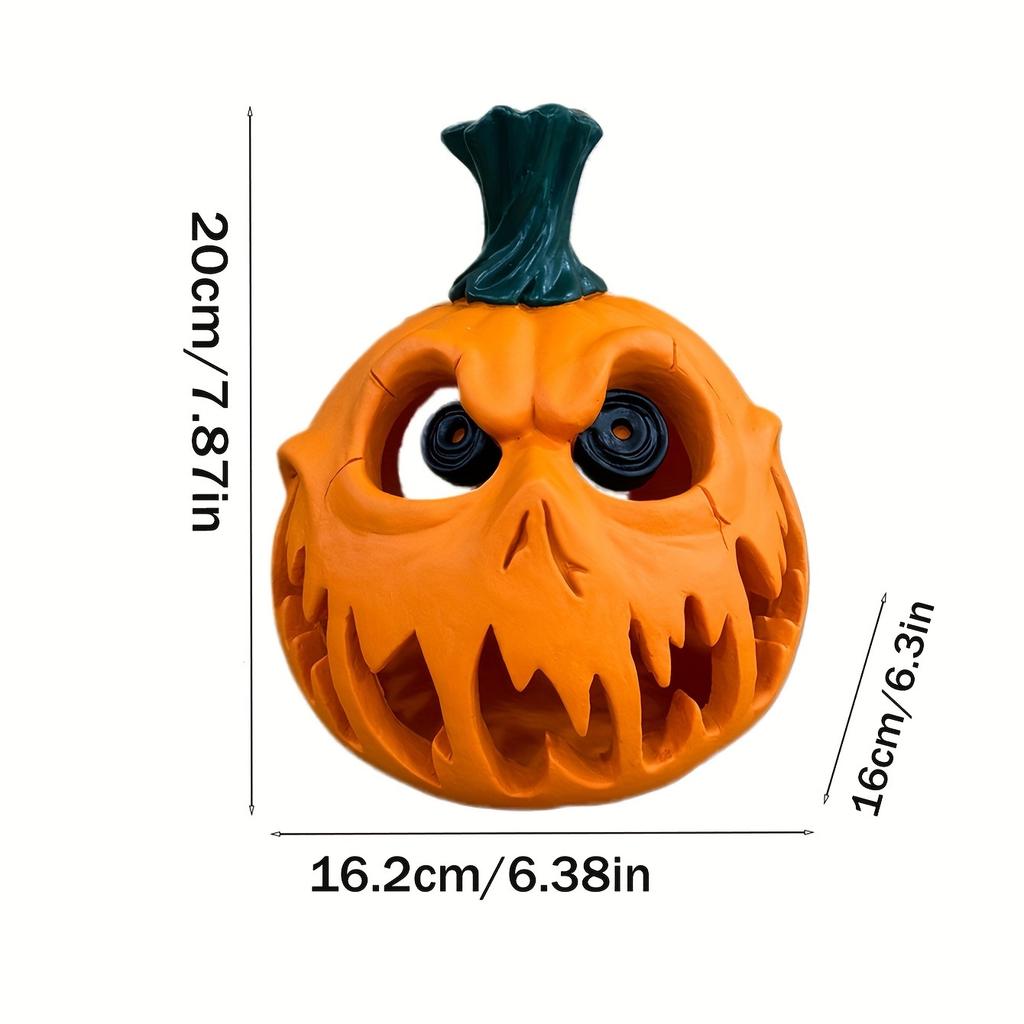 Halloween Pumpkin Resin Decoration - Ghost Skull with Weird Facial Features, Hollow Design for Indoor/outdoor Holiday Decoration