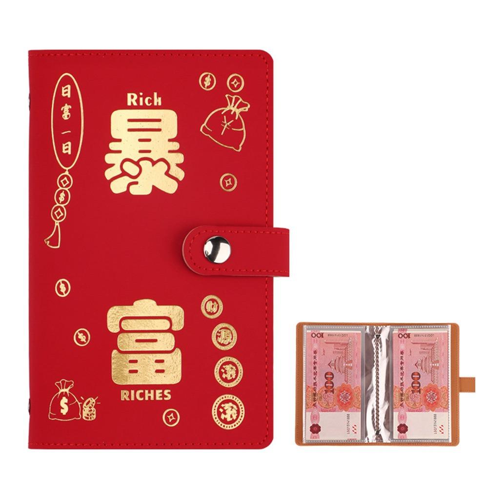 Funny 100 Envelopes Money Saving Challenge Large Capacity PU Get Rich Overnight Mini Binder Savings Challenge Budget Binder