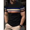 Men's Casual Crew Neck T-Shirt with Unique Digital Print - Breathable Polyester,Machine Washable,Summer-Ready,Non-Transparent,Re