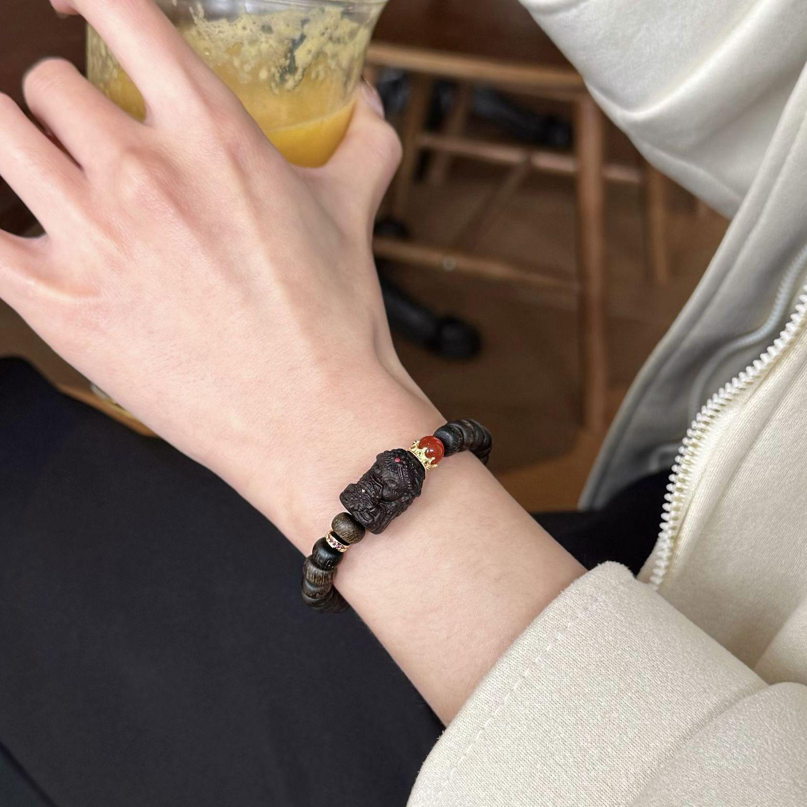 Nha Trang Jadeized Lightning Strike Agarwood Bracelet with Zaki Masked Beads 8mm