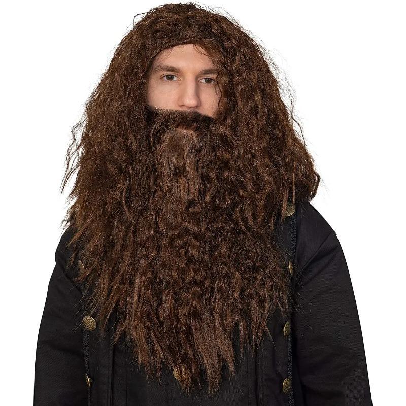 Christmas Cosplay Hobbit Gandalf Cosplay Wig and Beard Set Headpiece for Lord of the Rings Fans Party and Holiday DIY Decoration