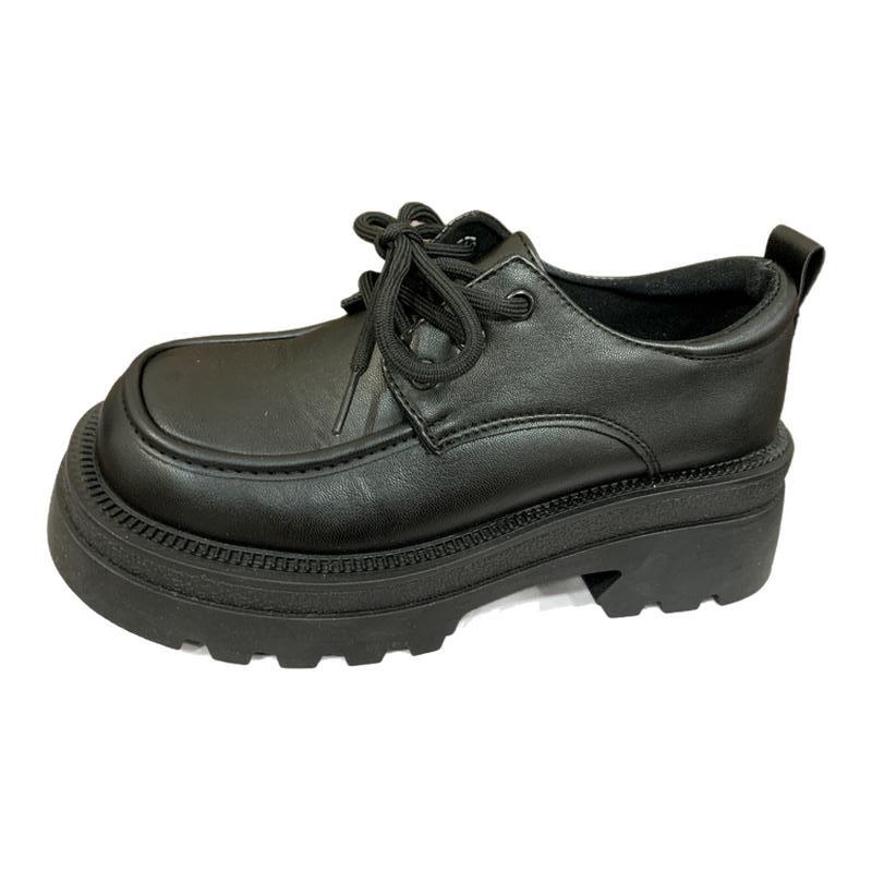 Platform British Style Jk Small Leather Shoes Women's 2025 New Autumn Versatile Mary Jane Loafers Heightening Black Single Shoes