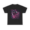 Unisex Adult T Shirt Black Cat Neon Ribcage Punk Art