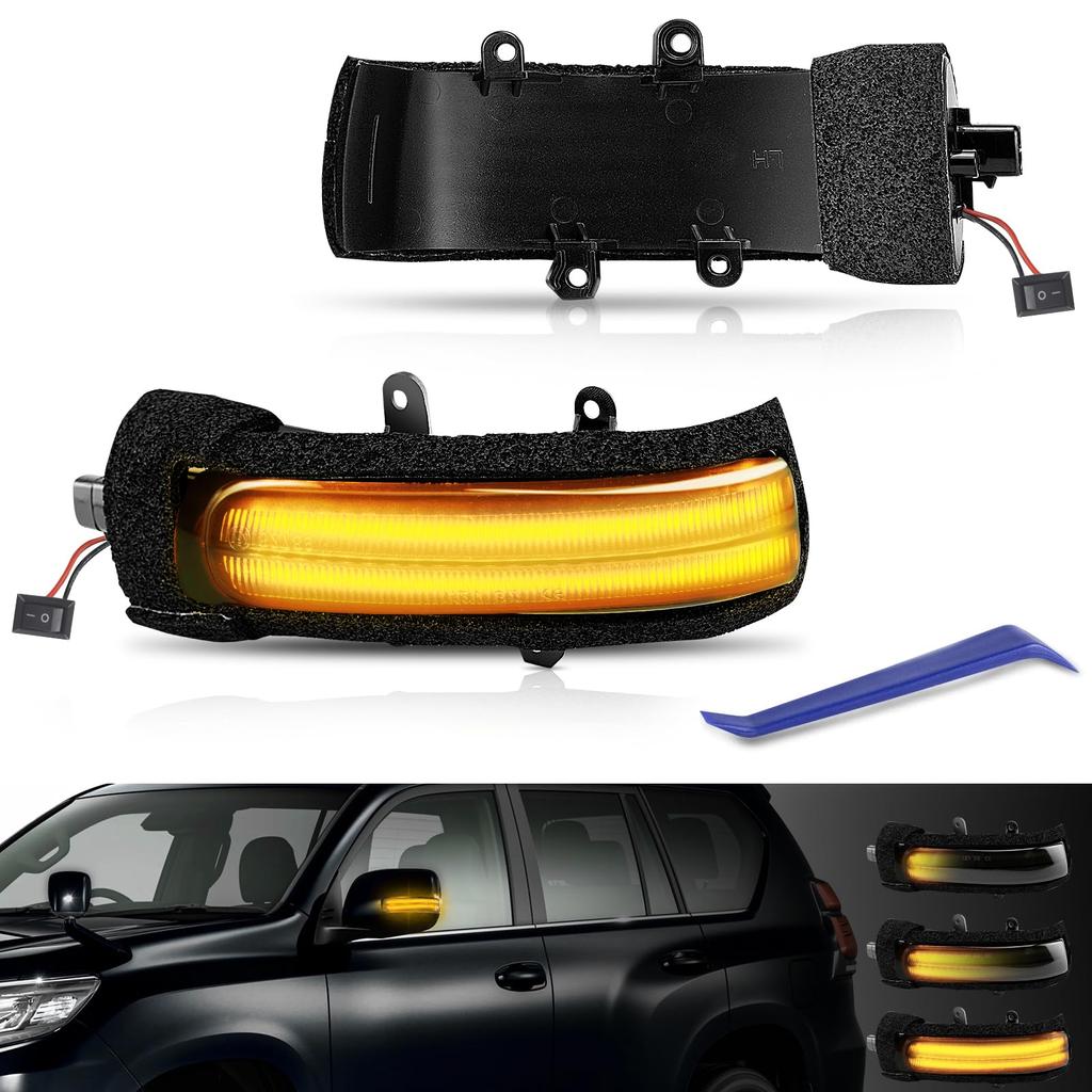 GemPro Sequential Side Mirror Turn Signals with Flowing Turn Signals of for 20 Series Vellfire and Late Vanguard Noah Estima Estima Hybrid Sienta