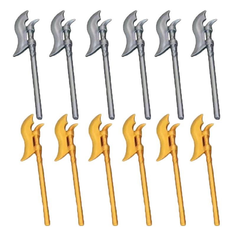 MOC Medieval Military Building Blocks Anime Character Accessories Gold Weapon Tomahawk Sword Gun Helmet Toy Gift R053 Mini Brick