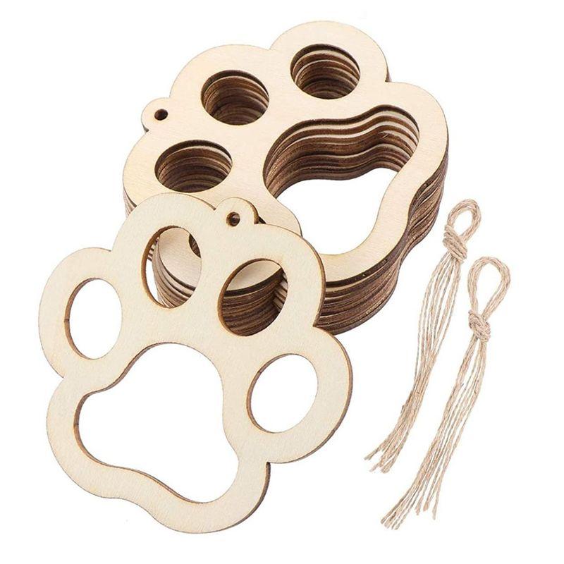 

AEE2-50PCS Mini Dog Paw Wood DIY Crafts Cutouts Wooden Little Claw Shaped Hanging Ornaments Pets Decorations