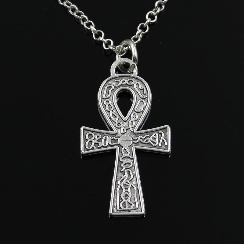New Fashion Egyptian Ankh Life Symbol Pendants Round Cross Chain Short Long Mens Womens Silver Necklace Jewelry Gift