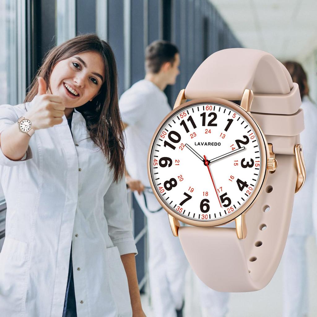 Montre Infirmière Analogique à Quartz ShunkanSai pour Femmes avec Affichage Lumineux, Cadran Facile à Lire, Élégante et Étanche, Design Simple, Populaire auprès des Femmes,