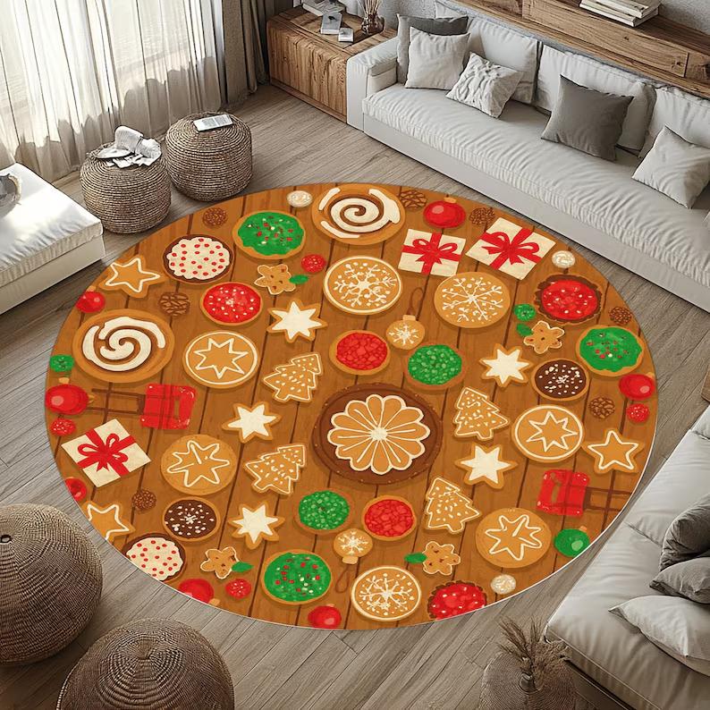 3D Christmas Village Rug Winter Snow Town Carpet Cozy Holiday Floor Mats Glowing Light Xmas Home Decor Gift Idea