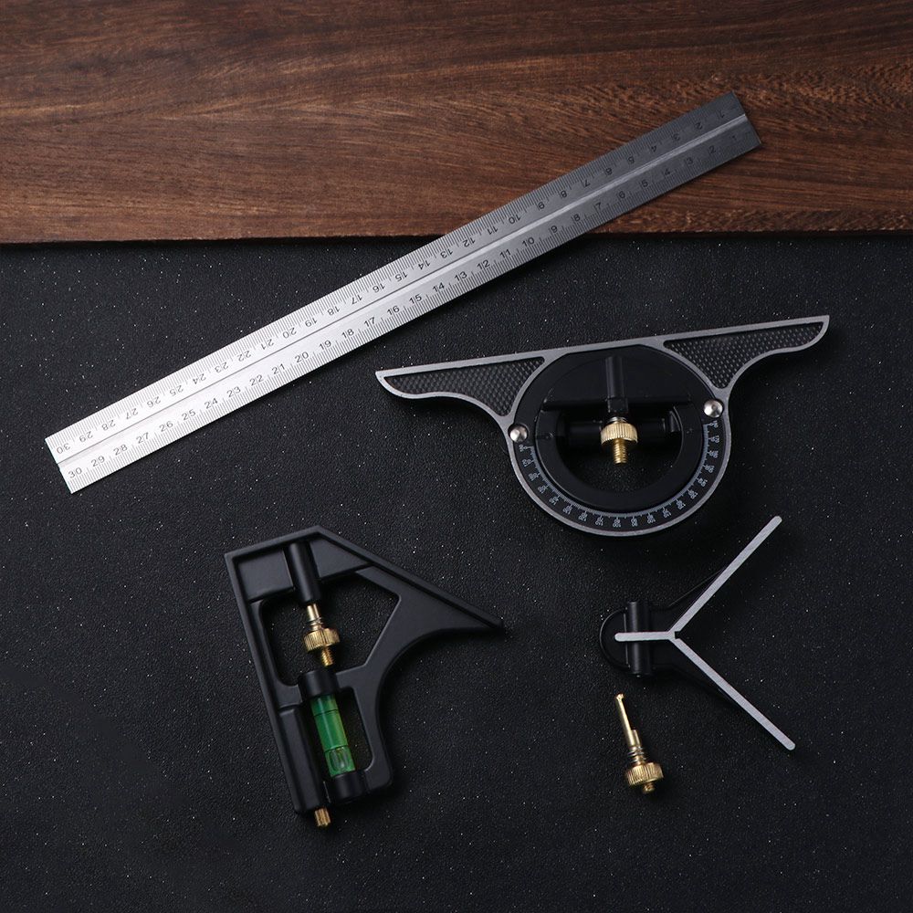Movable Right Angle Ruler 180 Degree Square Protractor Combination Angle Ruler Measuring Tool