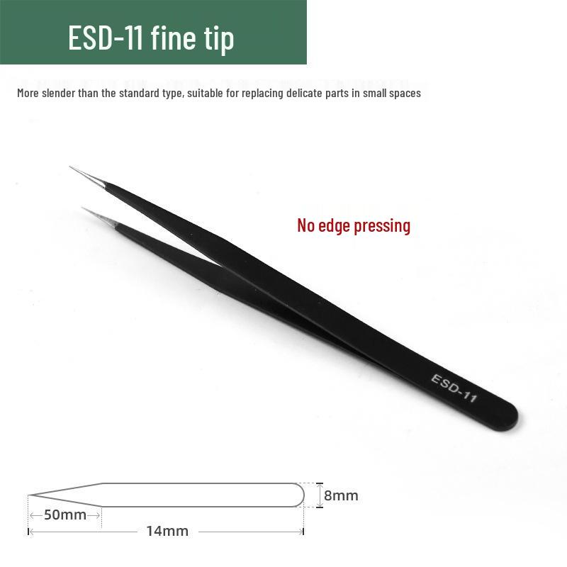 Stainless Steel Precision Tweezers - ESD Pointed Tip Disassembly & Eyelash Tool.