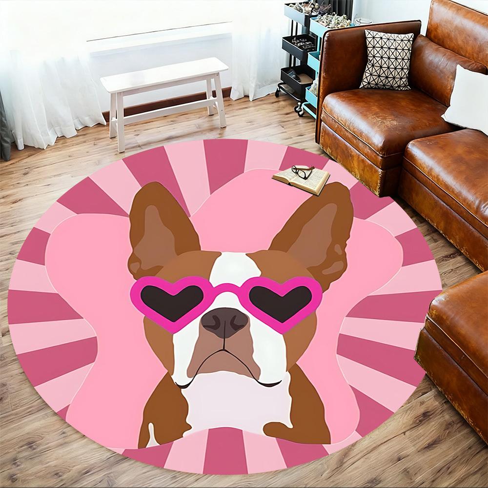 1pc dog heart Round Chair mat Area Rug - Non-Slip, Floor Mat for Office, Bedroom, and Indoor Decor c1125031
