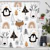 Christmas Kids Winter Shower Curtain Set Animal Rainbow Tree Fox Deer Penguin Lovely Nursery Polyester Waterproof Cloth Bathroom