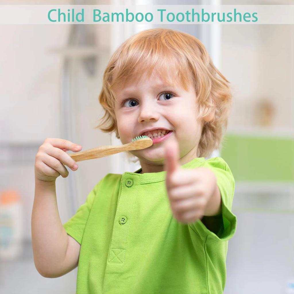 New Eco Organic Children's Bamboo Toothbrush, 10 Pack,Ten Colors Soft Fibre Bristles, 100% Biodegradable Handle Eco BPA Free